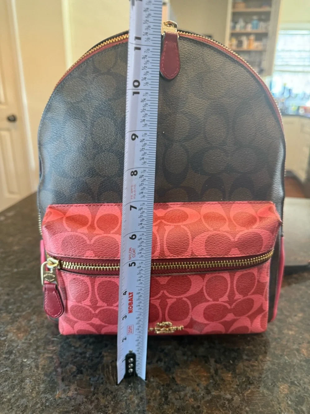 Coach Brown and Pink Signature Backpack
